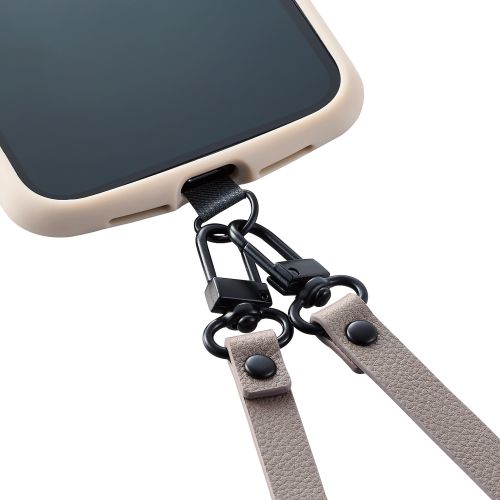 Elecom P-STSDH2PLGY Smartphone Soft Leather ShoulderStrap Greyish