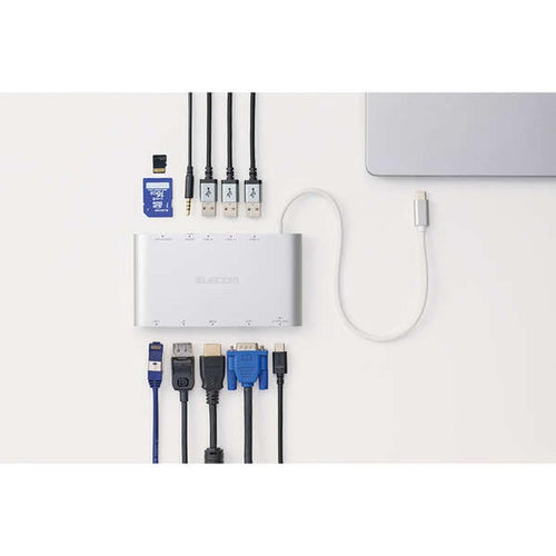 Elecom DST-C28SV 11 in 1 Docking Station HDMI/DP/VGA/3X USB3.2(Gen 1)/Lan Port/SD & Micro SD  PD100W