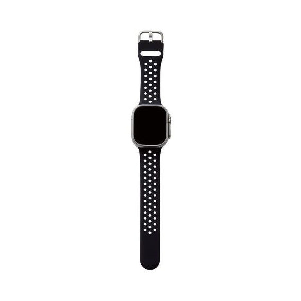 Elecom AW-45BDSCNBK 42mm-49mm for Apple Watch Band Silicone (Black)