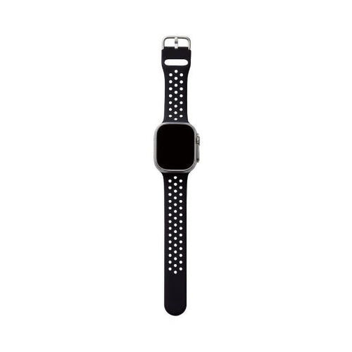Elecom AW-45BDSCNBK 42mm-49mm for Apple Watch Band Silicone (Black)