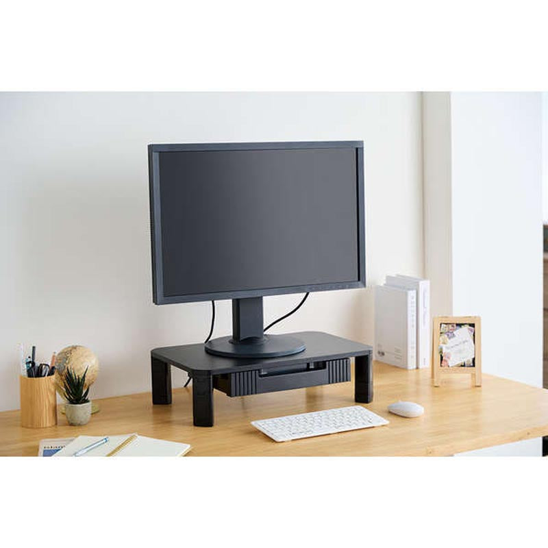 Elecom PCA-DPSP4830BK Monitor Stand with Drawer (Black)