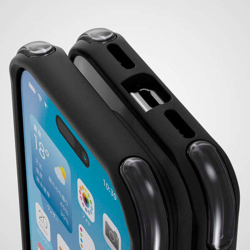 Elecom iPhone 16 Pro 6.3 (2024) Hybrid Case Corner Air Bag (Black x Clear)