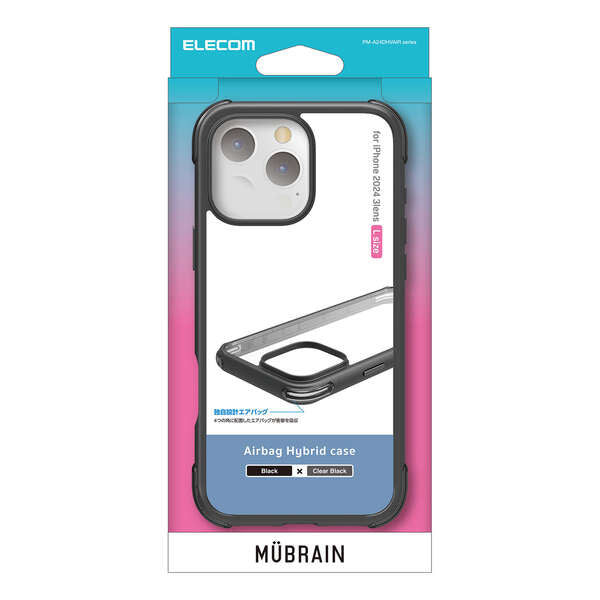 Elecom iPhone 16 Pro Max 6.9 (2024) Hybrid Case Corner Air Bag (Black x Clear)