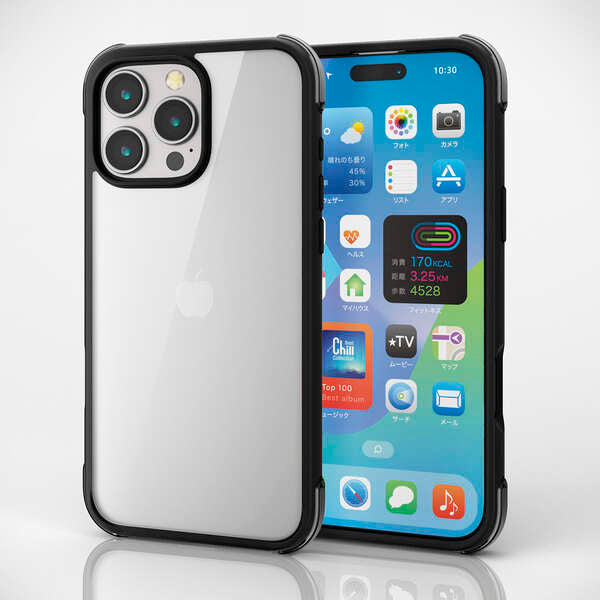 Elecom iPhone 16 Pro Max 6.9 (2024) Hybrid Case Corner Air Bag (Black x Clear)