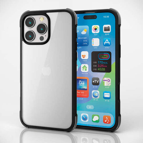 Elecom iPhone 16 Pro Max 6.9 (2024) Hybrid Case Corner Air Bag (Black x Clear)