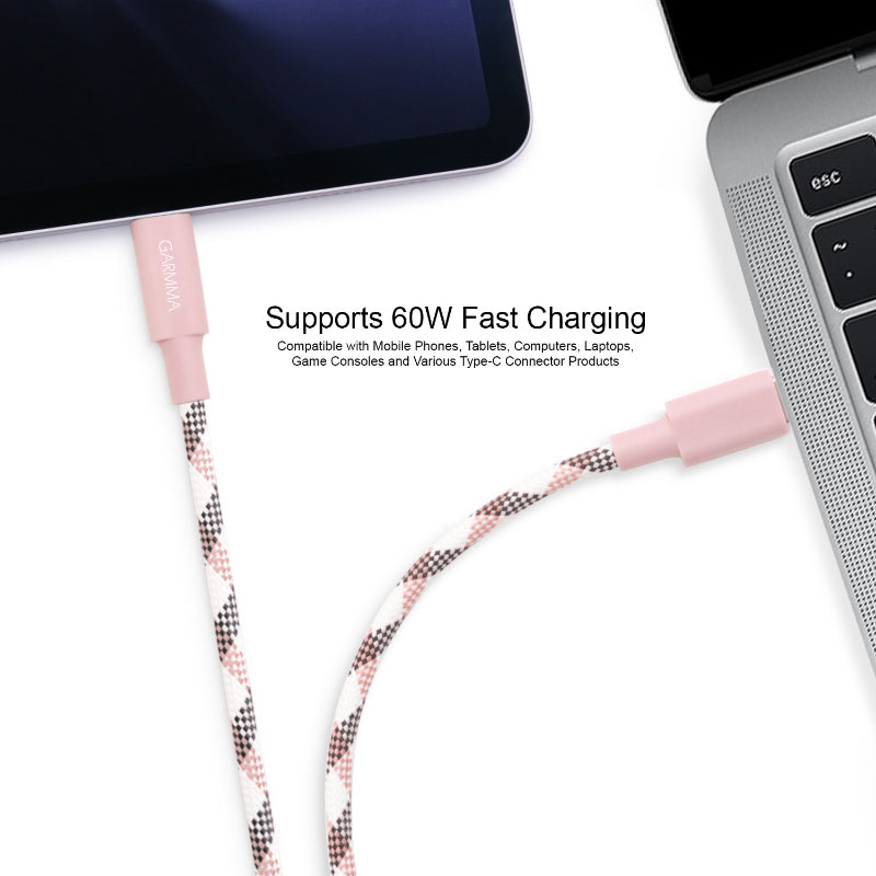 Garmma  GM-7ACCPI1 Type C to C Braided Cable (Pink)