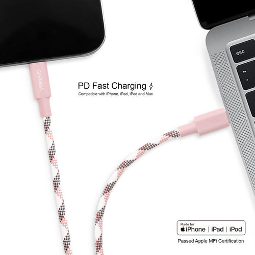 Garmma GM-7ACLPI1 Type-C to Lightning Braided Cable (Pink)