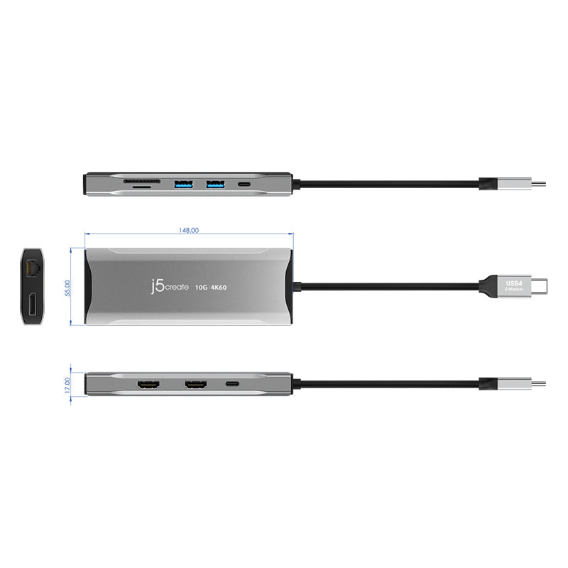 J5Create JCD397 USB-C Triple Monitor 10Gbps Mini Dock