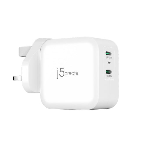 J5Create JUP2440F 40W PD USB-C 2-Port Mini Charger (White)