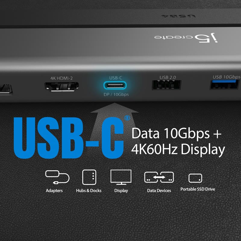 J5Create JCD554 USB4® Triple 4K Display Docking Station