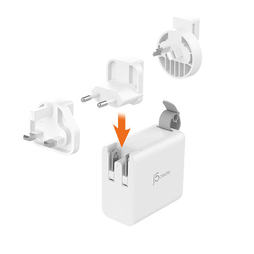 J5Create JUP3565CV 65W Gan USB-C 3-Port Traveller Charger
