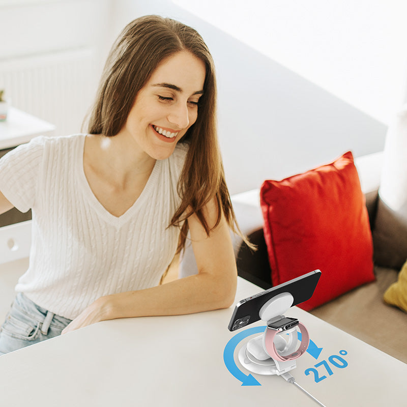 J5Create JUPW3415 Qi2 3-in-1 Magnetic Foldable Wireless Charging Station