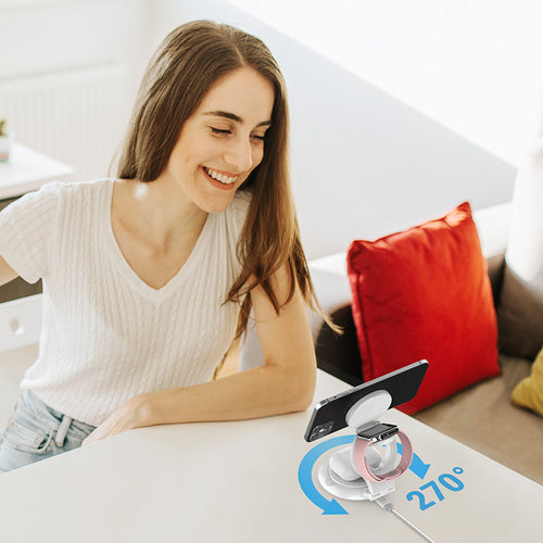 J5Create JUPW3415 Qi2 3-in-1 Magnetic Foldable Wireless Charging Station