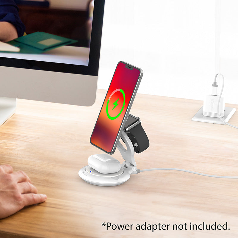 J5Create JUPW3415 Qi2 3-in-1 Magnetic Foldable Wireless Charging Station