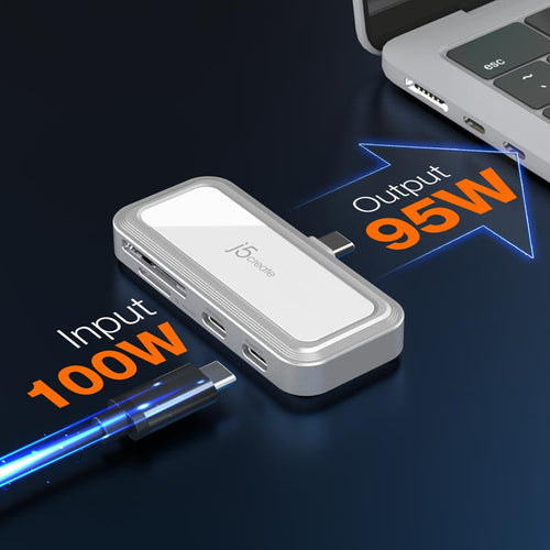 J5Create JCH167W USB-C to Dual USB-C & SD™ Card for Smartphone (White)