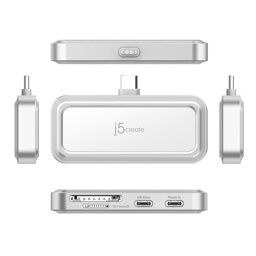J5Create JCH167W USB-C to Dual USB-C & SD™ Card for Smartphone (White)