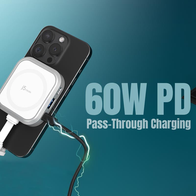 J5Create JCH168W USB-C Multi-function HUB for iPhone (White)