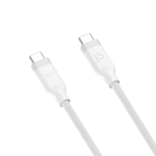 J5Create JUCX19L12W USB-C® 10Gbps/60W Ultra Soft Double-Braided Fast Charging Cable (White)
