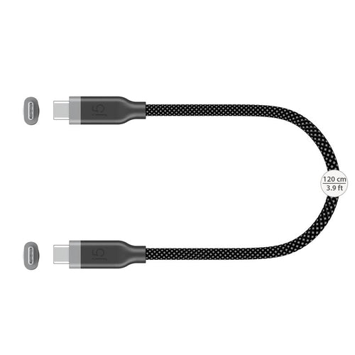 J5Create JUCX19L12B USB-C® 10Gbps/60W Ultra Soft Double-Braided Fast Charging Cable (Black)