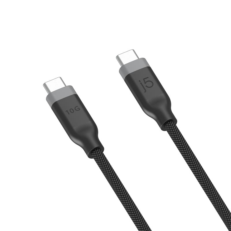 J5Create JUCX19L12B USB-C® 10Gbps/60W Ultra Soft Double-Braided Fast Charging Cable (Black)