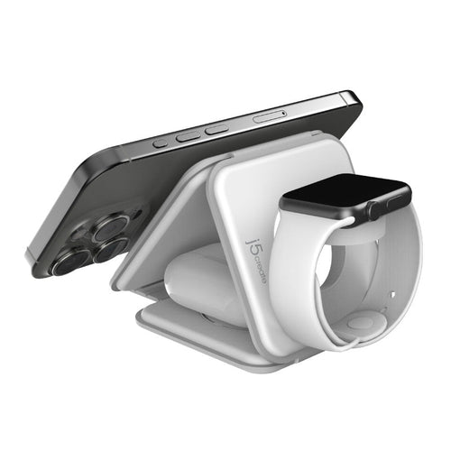J5Create JUPW3215W-WHT Qi2 3-in-1 Magnetic Charging Station (White)