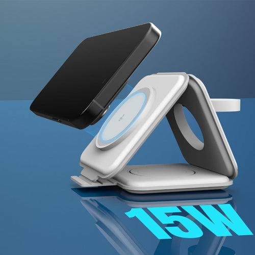 J5Create JUPW3215W-WHT Qi2 3-in-1 Magnetic Charging Station (White)