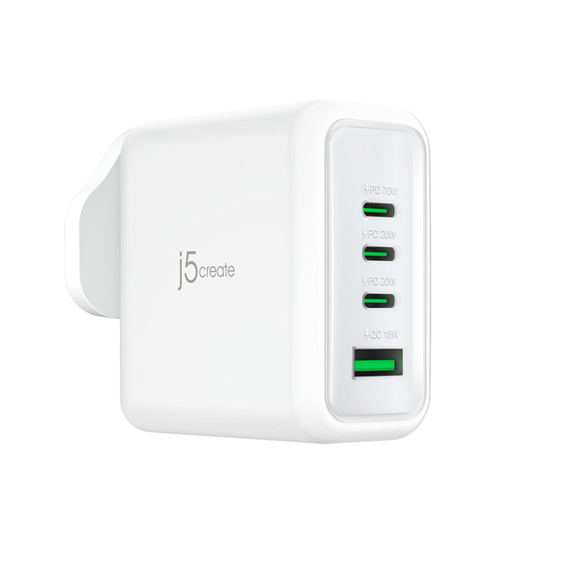 J5Create JUP4370F 70W GaN USB-C 4-Port Charger (White)