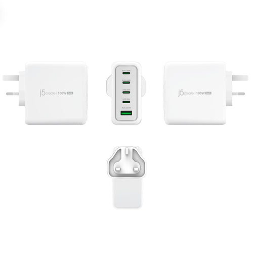 J5Create JUP53100F 4C/1A 100W GAN USB-C Wall Charger