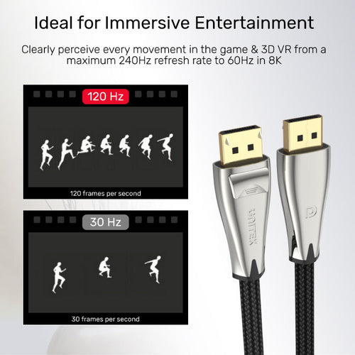 Unitek C1609BNI Display Port 1.4 Cable (8K 60Hz, 4K 144Hz, 1440p 240Hz) 3M