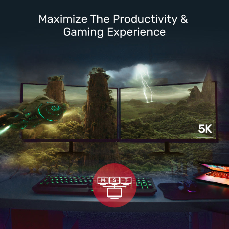 Unitek V1407A 8K USB-C to Dual DisplayPort 1.4 Adapter