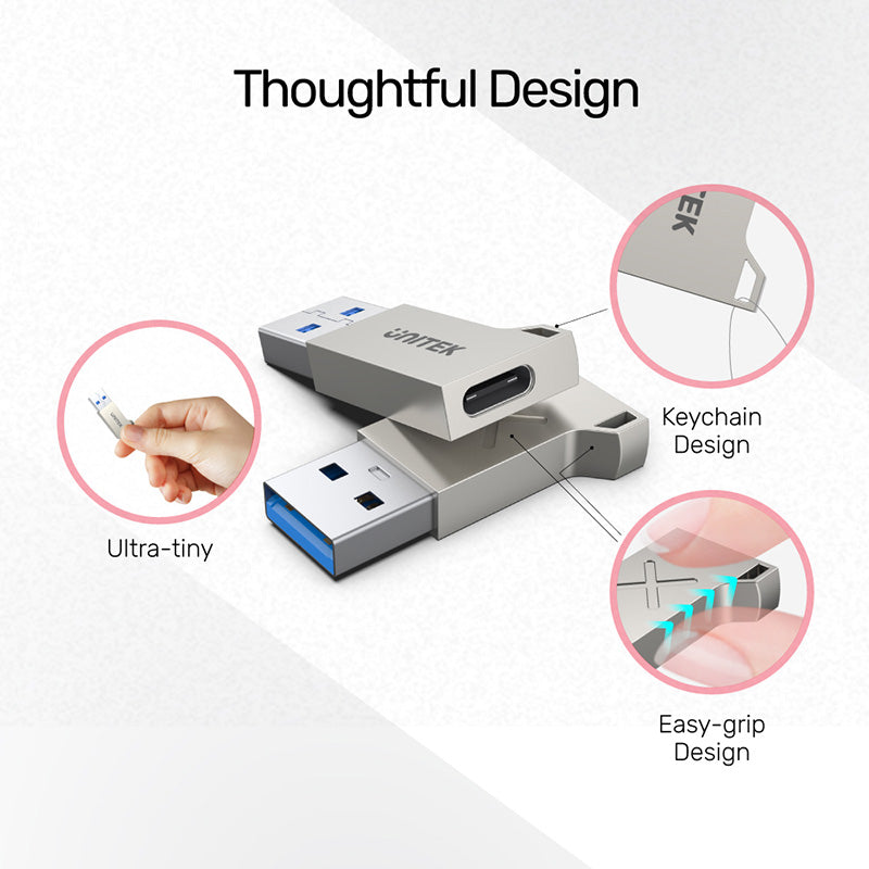 Unitek A1034NI USB-A to USB-C Ultra Tiny Zinc Adapter