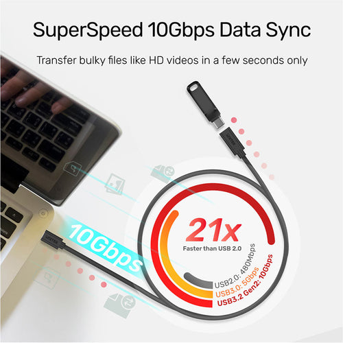 Unitek C14086BK USB 3.1 C to C Extension 10Gbps PD 100W Cable (1M)