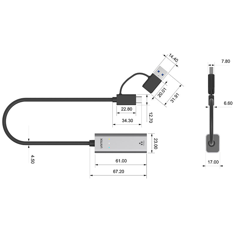 Unitek Y-3465A USB to Gigabit Ethernet Adapter