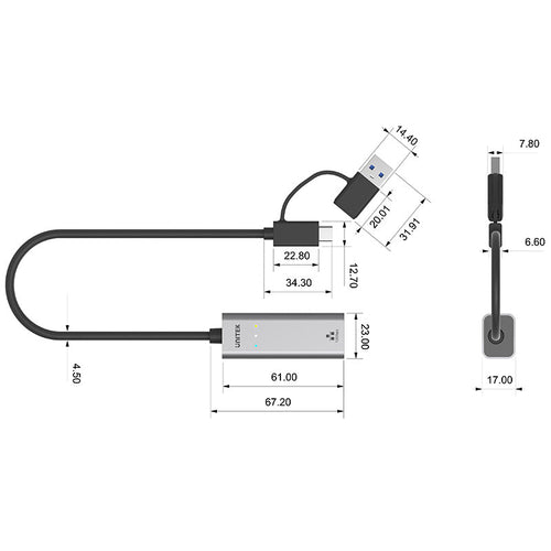 Unitek Y-3465A USB to Gigabit Ethernet Adapter