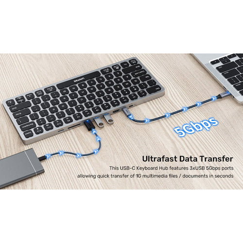 Unitek D1092A 9-in-1 USB-C Hub Keyboard USB-C with PD 100W