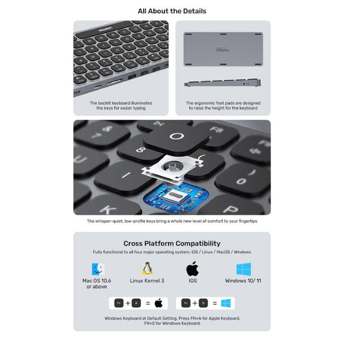 Unitek D1092A 9-in-1 USB-C Hub Keyboard USB-C with PD 100W