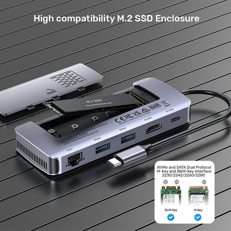 Unitek 6-in-1 USB-C Hub with M.2 SSD Enclosure D1120A