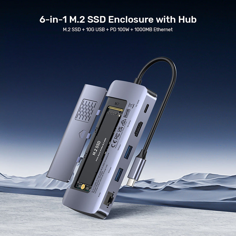 Unitek 6-in-1 USB-C Hub with M.2 SSD Enclosure D1120A