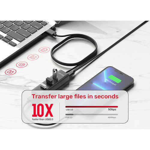 Unitek Y-3089V 4-in-1 USB-A Hub + USB-C 5V Power Cable (1.2M)