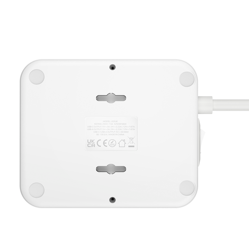 Momax US3UKW ONEPLUG 4-Outlet Power Strip with USB (White)