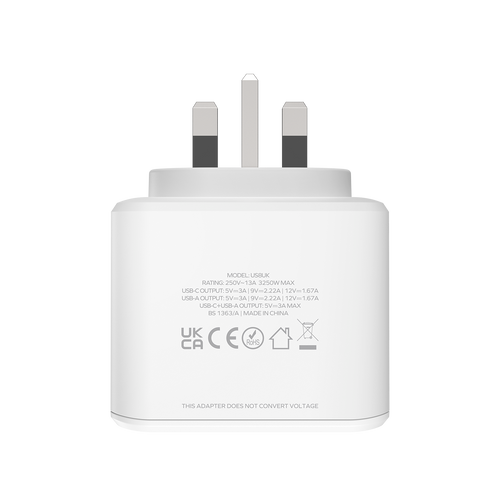 Momax US8UKW ONEPLUG 3-Outlet Cube Extension with USB (White)