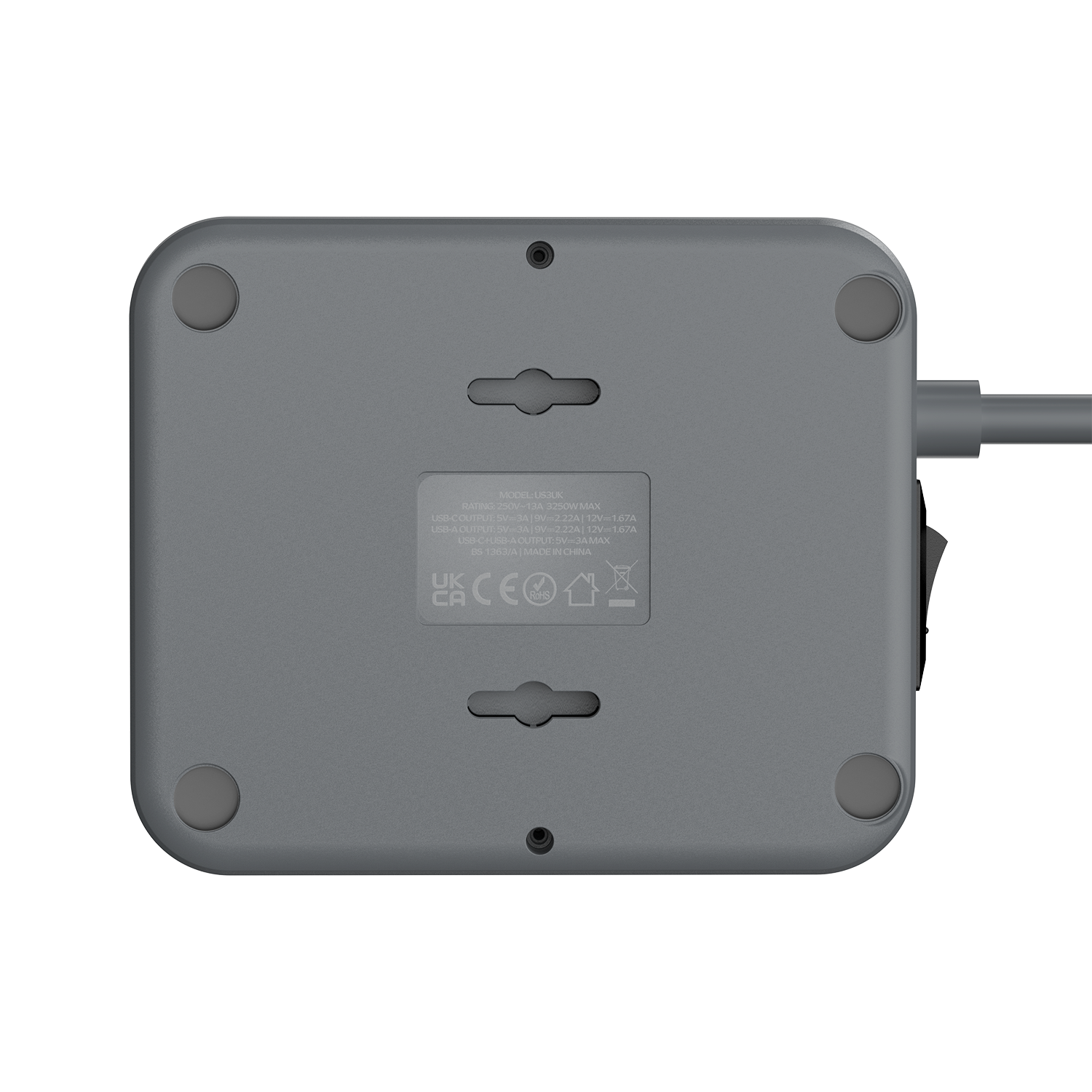 Momax US3UKE ONEPLUG 4-Outlet Power Strip with USB (Space Grey)