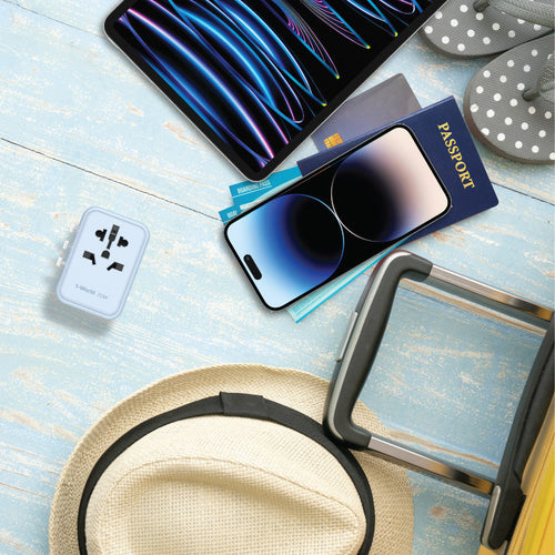 Momax UA11B 1-World 20W 3-Port + AC Travel Adapter - Blue