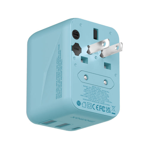 Momax UA11B 1-World 20W 3-Port + AC Travel Adapter - Blue