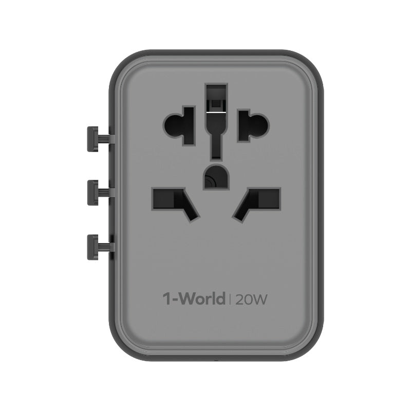 Momax UA11D 1-World 20W 3-Port + AC Travel Adapter - Black