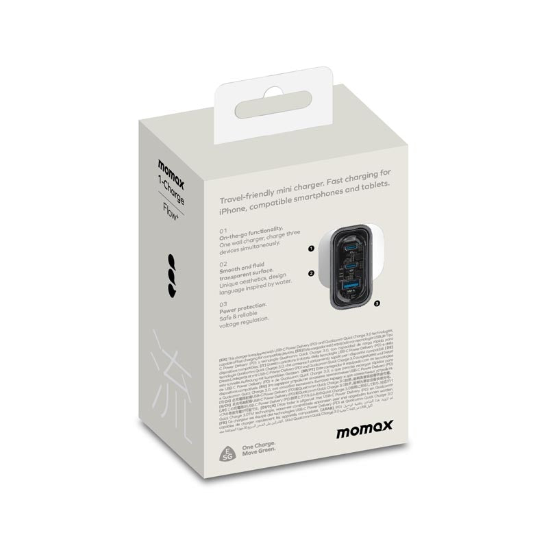 Momax UM52UKW 80W 3 Port Charger 1-Charge Flow (White)