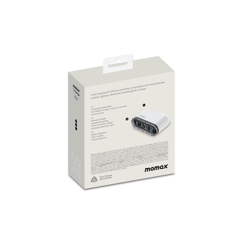 Momax UM53UKW 80W 4 Port Charger 1-Charge Flow (White)