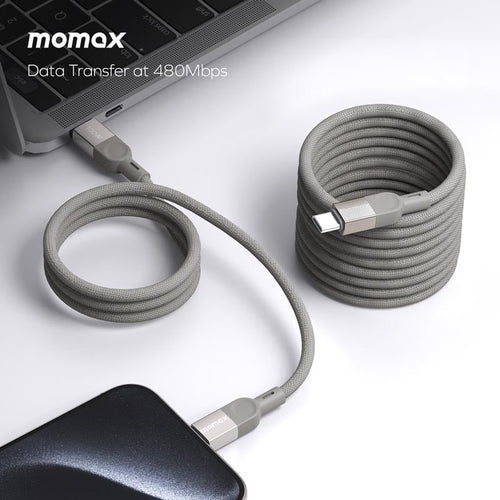 Momax DC36L MAG Link 100W-2M Magnetic USB-C to USB-C Cable Titanium