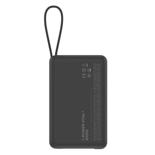 Momax IP139D 1-Power Vital+ 20000mAh Battery Pack with Dual Built-in USB-C Cable (Black)