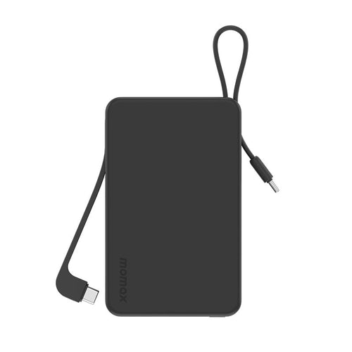 Momax IP139D 1-Power Vital+ 20000mAh Battery Pack with Dual Built-in USB-C Cable (Black)